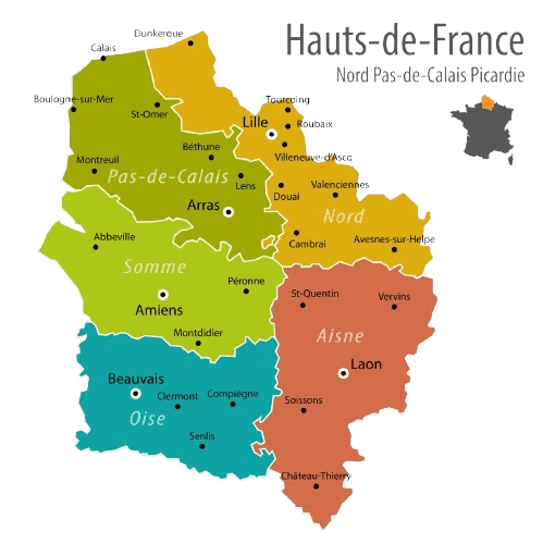 Carte de la zone d'intervention de VH PROPRETE en Hauts-de-France